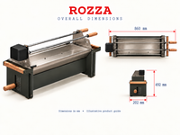 Product dimensions diagram for a ROZZA grill or smoker, showing the overall product views with labeled measurements: 860 mm length, 492 mm height, and 202 mm width, on a white background.